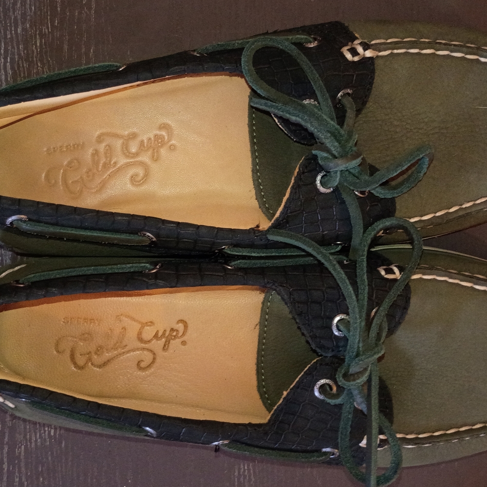 Sperry GOLD CUP Men's Olive and Black Boat Shoes. NEW 10.5M RARE!! - Picture 4 of 6